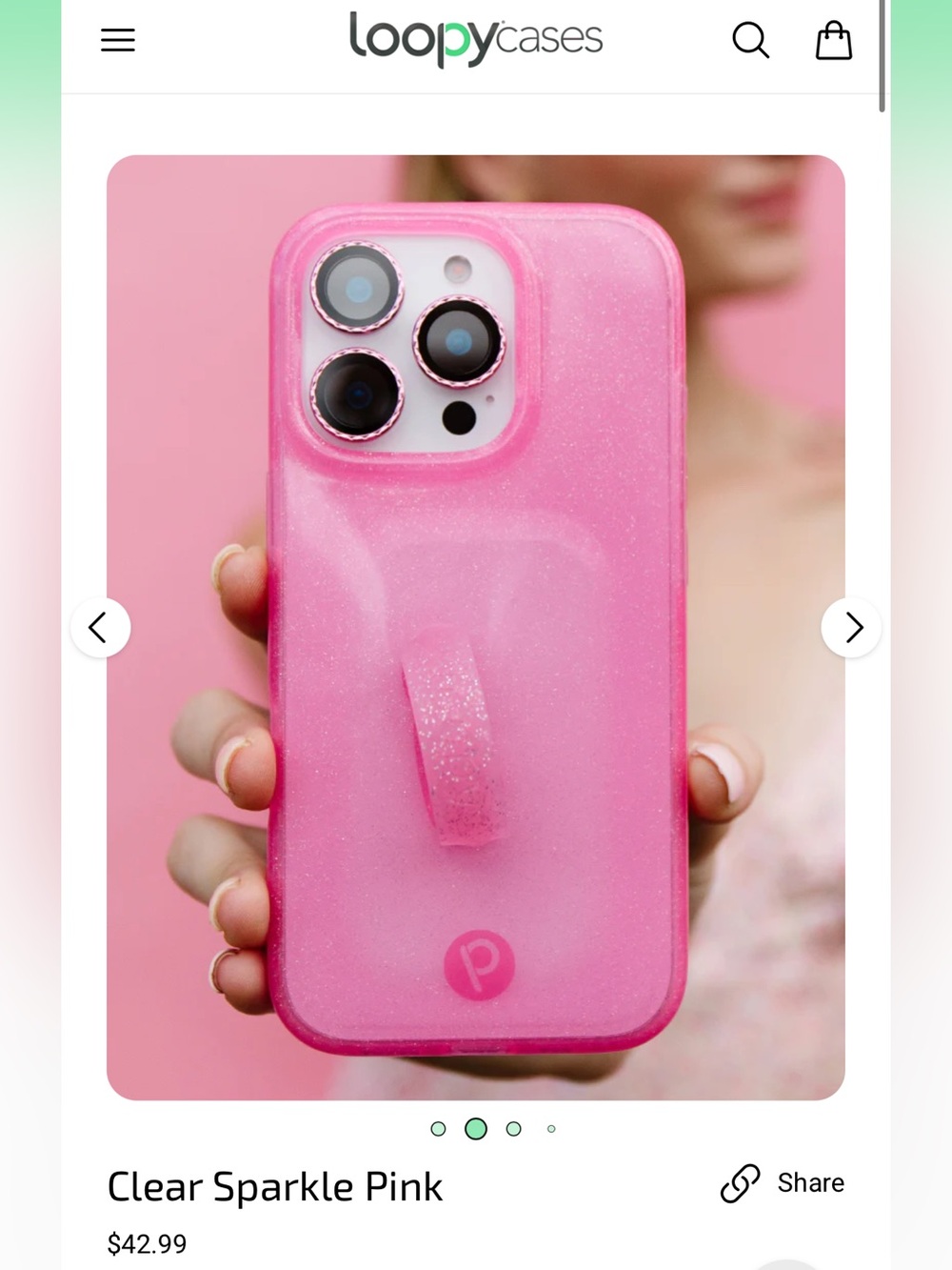 Loopy Clear Sparkle Pink iPhone 16 Pro Max Case